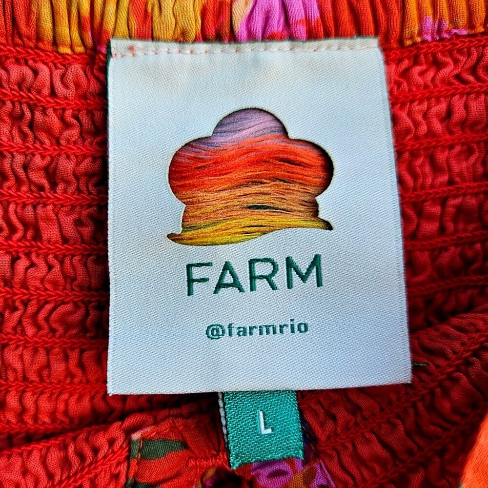 Farm Rio Red Floral Smocked Bodycon Mini Dress Size L M L - Picture 3 of 16